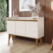 Buffet Aparador 3 Portas Rafaela H01 Off White/Nature - Amarena Móveis Buffet Aparador 3 Portas Rafaela H01 Off White/Nature - Amarena Móveis