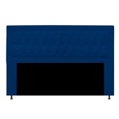 Cabeceira Bianca Estofada Capitonê 140 cm para Cama Box de Casal Corano Azul Marinho Quarto - AM Decor