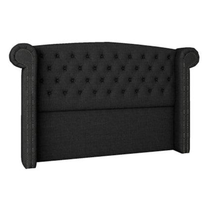 Cabeceira Casal  Lyon P04 140 cm Suede Preto TCA 944 - Amarena Móveis