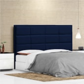 Cabeceira Casal Tallin P04 140 cm Suede Azul Marinho TCA 948 - Amarena Móveis