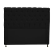 Cabeceira Cristal Estofada Capitonê 140 cm para Cama Box de Casal Suede Preto Quarto - AM Decor