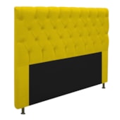 Cabeceira Cristal Estofada Capitonê 160 cm para Cama Box Queen Suede Amarelo Quarto - AM Decor