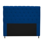 Cabeceira Cristal Estofada Capitonê 160 cm para Cama Box Queen Suede Azul Marinho Quarto - AM Decor