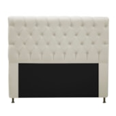 Cabeceira Cristal Estofada Capitonê 160 cm para Cama Box Queen Suede Bege Quarto - AM Decor