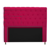 Cabeceira Cristal Estofada Capitonê 160 cm para Cama Box Queen Suede Pink Quarto - AM Decor