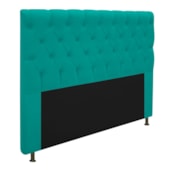 Cabeceira Cristal Estofada Capitonê 195 cm para Cama Box King Suede Azul Turquesa Quarto - AM Decor