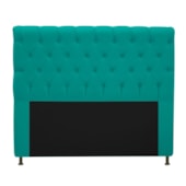 Cabeceira Cristal Estofada Capitonê 195 cm para Cama Box King Suede Azul Turquesa Quarto - AM Decor