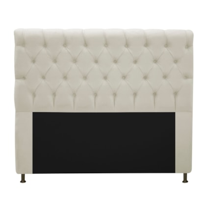 Cabeceira Cristal Estofada Capitonê 195 cm para Cama Box King Suede Bege Quarto - AM Decor