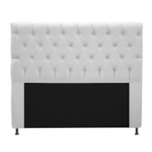 Cabeceira Cristal Estofada Capitonê 195 cm para Cama Box King Suede Branco Quarto - AM Decor
