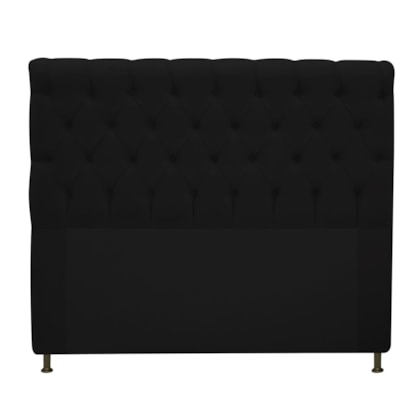 Cabeceira Cristal Estofada Capitonê 195 cm para Cama Box King Suede Preto Quarto - AM Decor