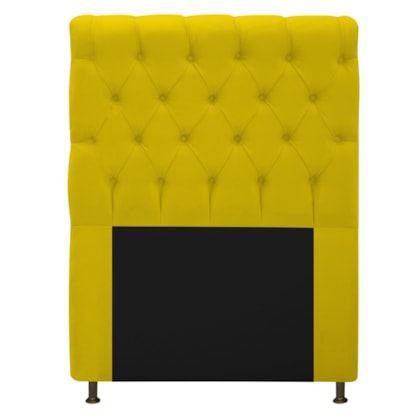 Cabeceira Cristal Estofada Capitonê 90 cm para Cama Box Solteiro Suede Amarelo Quarto - AM Decor