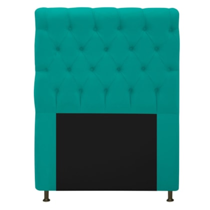 Cabeceira Cristal Estofada Capitonê 90 cm para Cama Box Solteiro Suede Azul Turquesa Quarto - AM Decor