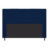 Cabeceira Estofada Dama Capitonê 140 cm para Cama Box de Casal Suede Azul Marinho para Quarto - AM Decor