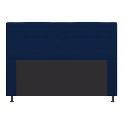 Cabeceira Estofada Dama Capitonê 140 cm para Cama Box de Casal Suede Azul Marinho para Quarto - AM Decor