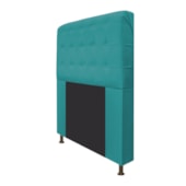 Cabeceira Estofada Dama Capitonê 140 cm para Cama Box de Casal Suede Azul Turquesa para Quarto - AM Decor