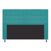 Cabeceira Estofada Dama Capitonê 140 cm para Cama Box de Casal Suede Azul Turquesa para Quarto - AM Decor