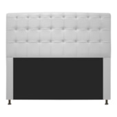 Cabeceira Estofada Dama com Strass 140 cm para Cama Box de Casal Corano Branco para Quarto - AM Decor