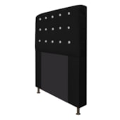 Cabeceira Estofada Dama com Strass 140 cm para Cama Box de Casal Suede Preto para Quarto - AM Decor