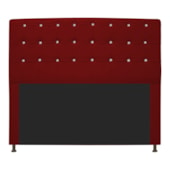 Cabeceira Estofada Dama com Strass 195 cm para Cama Box King Corano Vermelho para Quarto - AM Decor