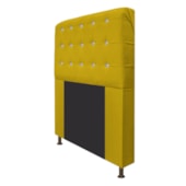 Cabeceira Estofada Dama com Strass 195 cm para Cama Box King Suede Amarelo para Quarto - AM Decor