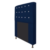 Cabeceira Estofada Dama com Strass 195 cm para Cama Box King Suede Azul Marinho para Quarto - AM Decor