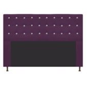Cabeceira Estofada Dama com Strass 195 cm para Cama Box King Suede Roxo para Quarto - AM Decor