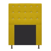 Cabeceira Estofada Dama com Strass 90 cm para Cama Box Solteiro Suede Amarelo para Quarto - AM Decor