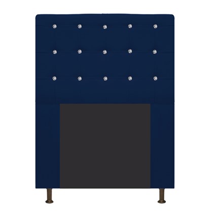 Cabeceira Estofada Dama com Strass 90 cm para Cama Box Solteiro Suede Azul Marinho para Quarto - AM Decor