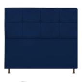 Cabeceira Estofada Damares 140 cm Casal Com Botonê  Suede Azul Marinho - Amarena Móveis