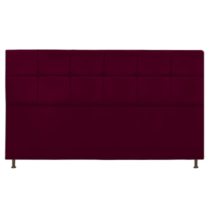 Cabeceira Estofada Damares 195 cm King Size Com Botonê Suede Bordô - Amarena Móveis