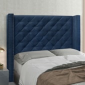 Cabeceira Estofada Egito SPZ 114cm Solteiro Suede Azul Marinho