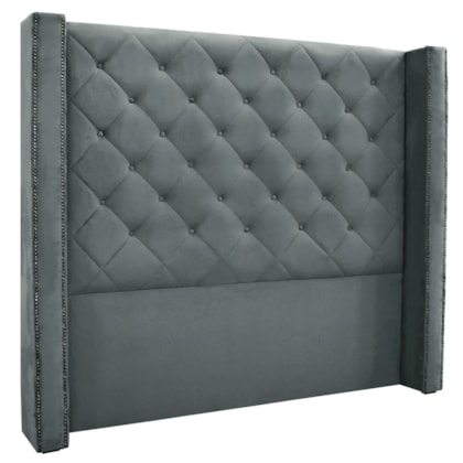 Cabeceira Estofada Egito SPZ 114cm Solteiro Veludo Cinza