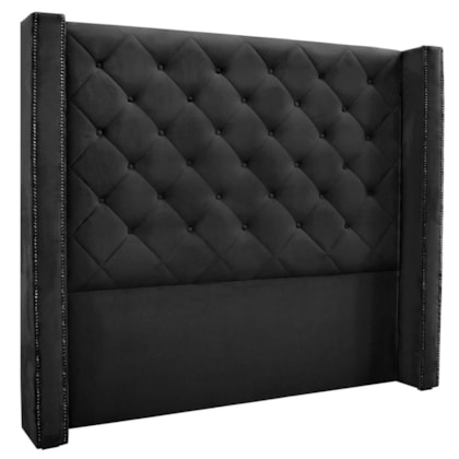 Cabeceira Estofada Egito SPZ 114cm Solteiro Veludo Preto