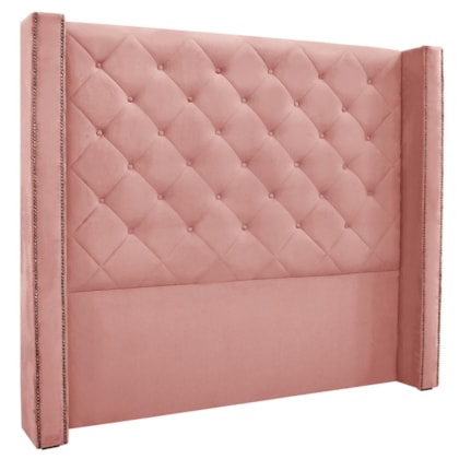 Cabeceira Estofada Egito SPZ 114cm Solteiro Veludo Rosa