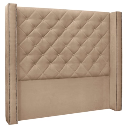 Cabeceira Estofada Egito SPZ 160cm Casal Suede Bege