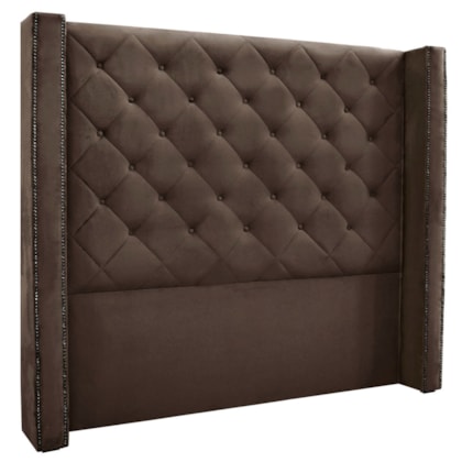 Cabeceira Estofada Egito SPZ 160cm Casal Veludo Marrom