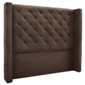 Cabeceira Estofada Egito SPZ 195cm Casal Veludo Marrom