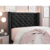 Cabeceira Estofada Egito SPZ 195cm Casal Veludo Preto