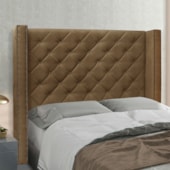 Cabeceira Estofada Egito SPZ 219cm King Suede Caramelo