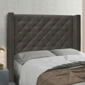 Cabeceira Estofada Egito SPZ 219cm King Suede Cinza