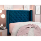 Cabeceira Estofada Egito SPZ 90cm Solteiro Veludo Azul Marinho