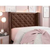 Cabeceira Estofada Egito SPZ 90cm Solteiro Veludo Marrom