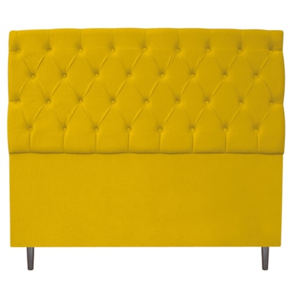 Cabeceira Estofada Liverpool 140 cm Casal Suede Amarelo - Amarena Móveis