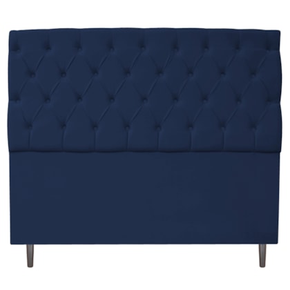 Cabeceira Estofada Liverpool 140 cm Casal Suede Azul Marinho - Amarena Móveis