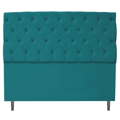 Cabeceira Estofada Liverpool 160 cm Queen Size Suede Azul Turquesa - Amarena Móveis