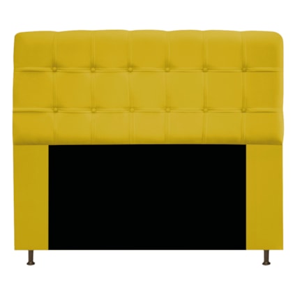 Cabeceira Estofada Mel com Capitonê 140 cm para Cama Box de Casal Suede Amarelo Quarto - AM Decor