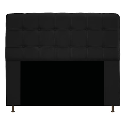 Cabeceira Estofada Mel com Capitonê 140 cm para Cama Box de Casal Suede Preto Quarto - AM Decor