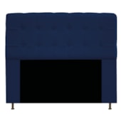 Cabeceira Estofada Mel com Capitonê 195 cm para Cama Box King Suede Azul Marinho Quarto - AM Decor