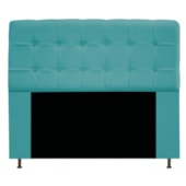 Cabeceira Estofada Mel com Capitonê 195 cm para Cama Box King Suede Azul Turquesa Quarto - AM Decor