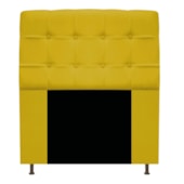 Cabeceira Estofada Mel com Capitonê 90 cm para Cama Box Solteiro Suede Amarelo Quarto - AM Decor